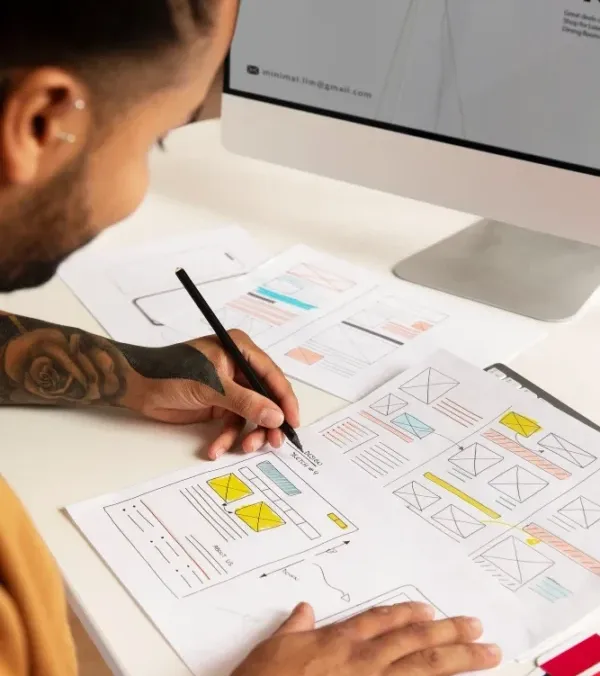 website designer planning for website wireframe
